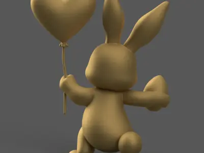 Happy Easter Bunny 3D STL File for Decoration Gifts 3D print model