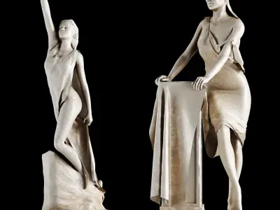 Human Sculptures 21 Girls Low-poly 3D model