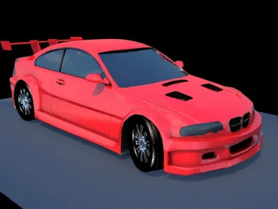New Sports Car E-46 GTR Lowpoly 3D Model - Game Ready Asset Low-poly 3D model