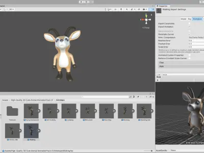 High-Quality 3D Cute Antelope - Animated for Games  Low-poly 3D model
