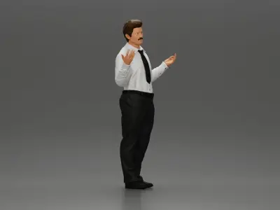 police detective standing with hands wide open 3D print model