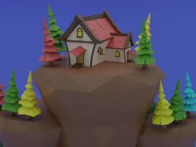 Island House Low-poly 3D model