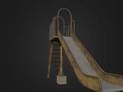 Old Worn Japanese Slide Low-poly 3D model
