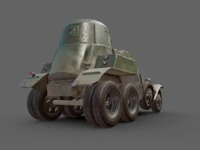BA-10 armored car Low-poly 3D model