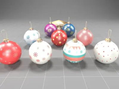 Christmas balls Free low-poly 3D model