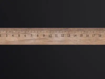 Wooden ruler 20 cm twenty centimeters measure length Low-poly 3D model