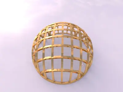 Architectural dome with contours in grid 3D model