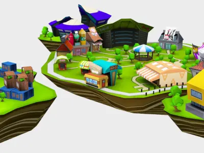 City Land Pack Low-poly 3D model
