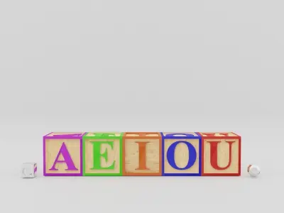 Kids Letter Blocks - Vowel Letters  3D model