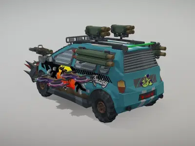 Low Poly Post Apocalypse Sport Car Low-poly 3D model