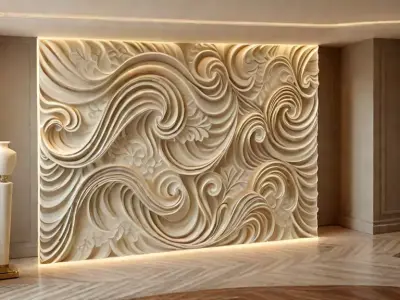 modern panel wall decor set relief stl mural CNC 172 3D model purchase