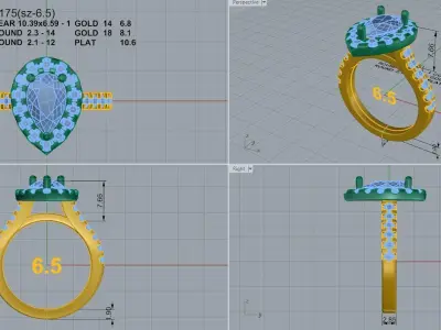 Pear Halo Ring 4175 3D print model