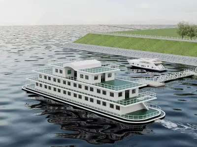 Luxury Cruise Ship and Yacht Marina Pier 68 3D model