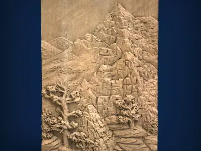 Carved panel painting STL 3D model 29