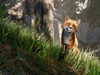 Realistic Foxes Low-poly 3D model
