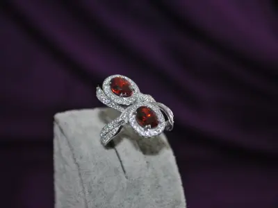 Ring with 2 stones 3D print model