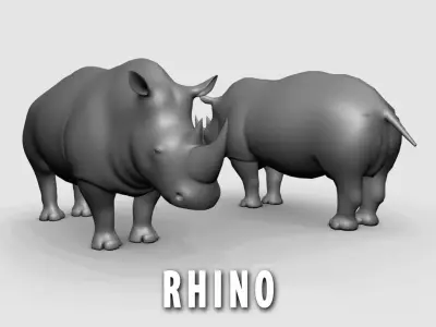 Rhino Basemesh Low-poly 3D model
