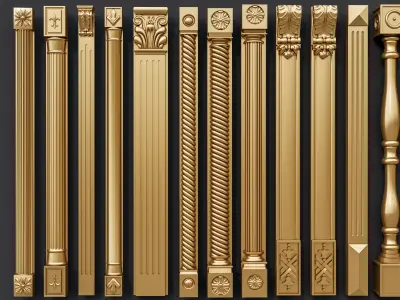 Classic columns carvings and gypsum cornice 15 3D model