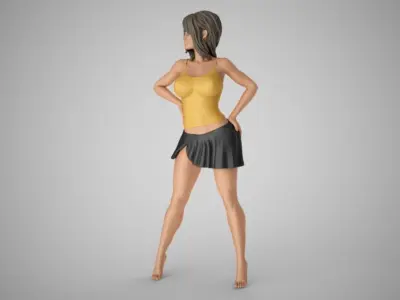 Determined Girl 3D print model