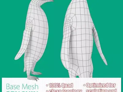Penguin base mesh Low-poly 3D model