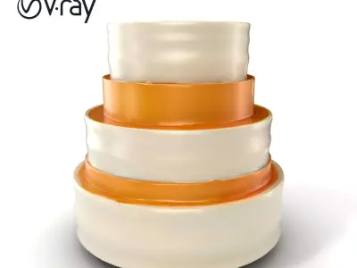 ThreeTier Gold Accent Cake Model Pack Low-poly 3D model