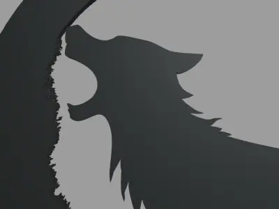 Wolf Moon Wall Silhouette 01 3D print model