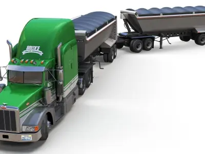 Peterbilt 377 dump trailer Low-poly 3D model