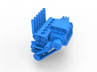Supercharged straight-six engine Scale 1 to 25 3D print model