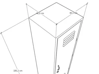 METAL CABINET-SINGLE LONG-RED AND WHITE Low-poly 3D model