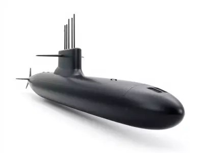 Black Stealth Submarine model pack Low-poly 3D model