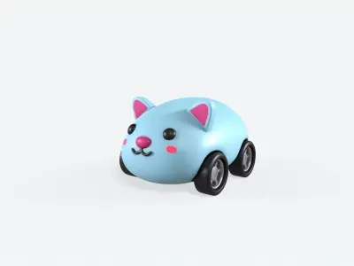 Cartoon Rabbit Car Cute Low-poly 3D model