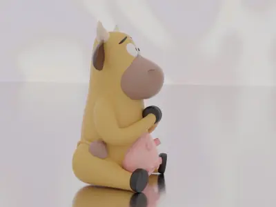 The cow cartoon 3D print model
