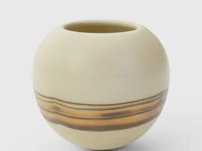 Hand Blown Frosted Art Glass Vase with Multi Color Stripe 3D model