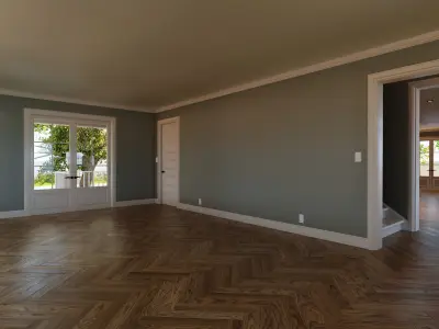 Classic style porch house without furniture Low-poly 3D model