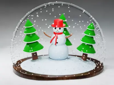 Cute Snowman low poly Decoration Low-poly 3D model