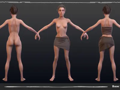 Base Mesh Slave Female Stylized Low-poly 3D model