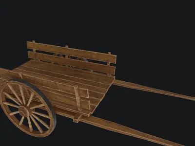 Old Wooden Cart Low-poly 3D model