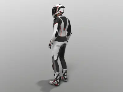 motorcycle rider in racing suit Low-poly 3D model