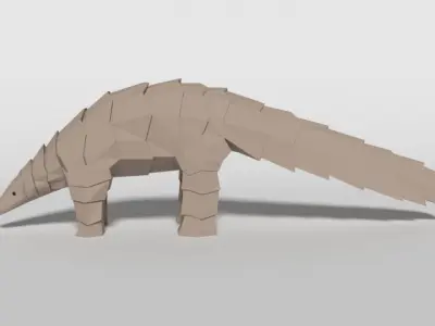 Low Poly Cartoon Pangolin Low-poly 3D model