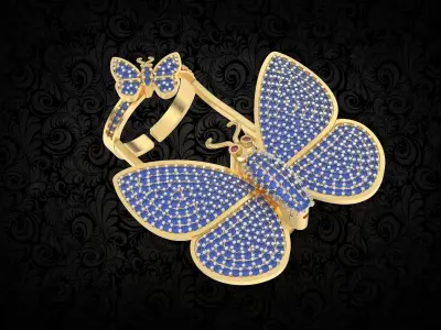 butterfly ring Moving Wing  3D print model