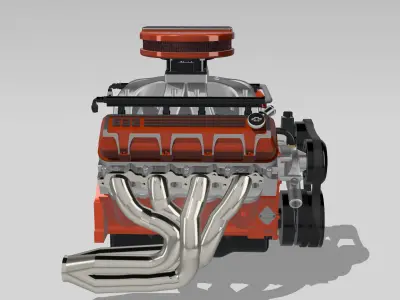 Chev 632 Crate Motor 1000hp with pulleys GM Performance BBC 3D print model