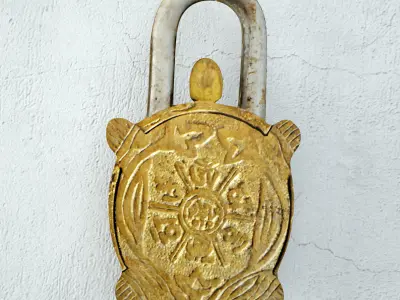 Vintage Brass India Turtle Lock 3D model