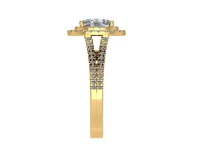 Ring184 oval diamond halo engagement ring gold 3D print model
