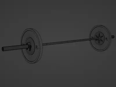 Olympic Barbell with Plates and Collars 3D model