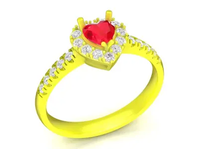 Luxury Heart Shape Diamond Halo Ring for Women 4883 3D print model