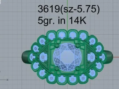 Diamond Unique Ring 3619 3D print model
