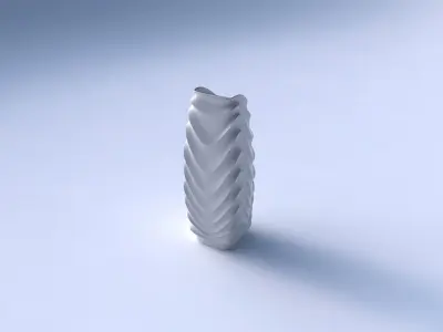 Vase arc rectangle with curved horizontal wavy sections 3D print model