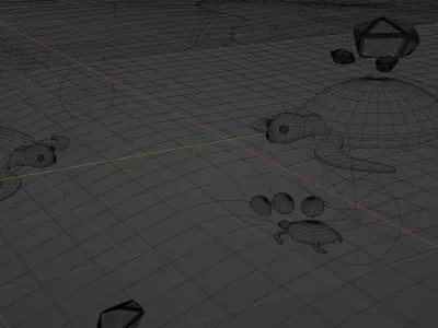 Stylised Cartoony Turtles on Beach 3D model