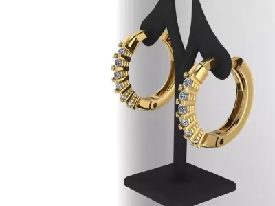 Diamond Hoop Earrings 3D print model