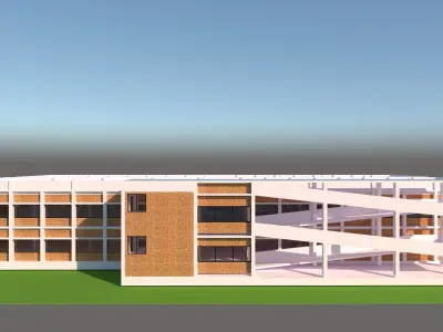 Hospital Building 3D Model Low-poly 3D model